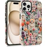 Mainrenka Halloween Cases for iPhone 13 Pro Max, Cute Kawaii Skeleton Floral Phone Cover Protective Shockproof Phone Case Skull