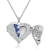 MeiceM Heart Crystal Urn Necklace for Ashes A Piece Of My Heart Lives In Heaven Cremation Jewelry Angel Wings Memorial Keepsake Pendant