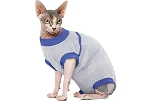 FUAMEY Cat Recovery Suit,Female Cat Spay Suit Kitten Surgery Onesie Cat Bodysuit Alternative to Cone Collars,Preventing Cats from Licking Abdominal Wounds Skin Protector Weaning Clothes Grey L