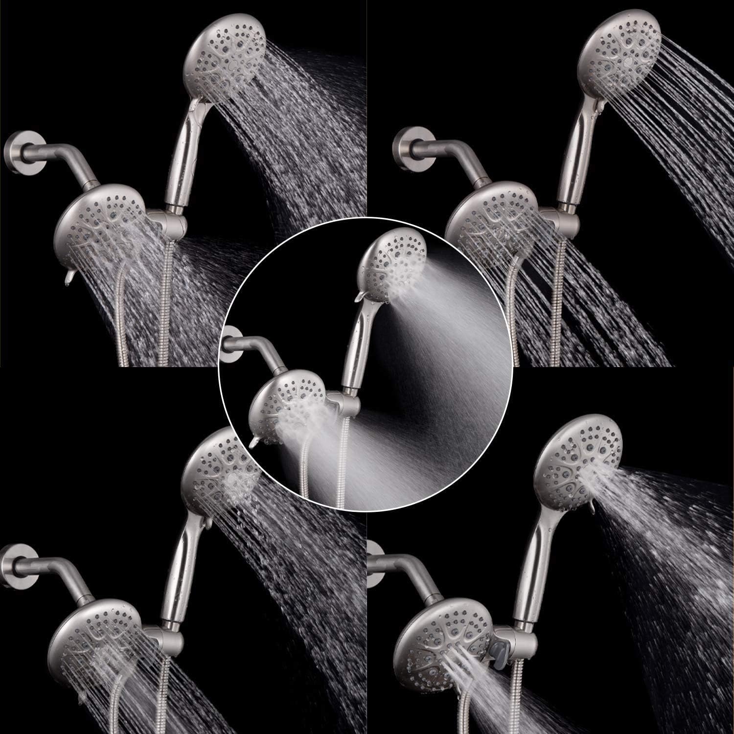 SR SUN RISE Shower System with Handheld Showerhead & Rain Shower Combo Set. High Pressure 35-Function Dual 2 in 1 Shower Faucet with Valve, Patented 3-Way Water Diverter in All-Brushed Nickel - - 