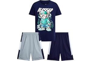Pro Athlete Active Boys Short Sets - 3 Piece Performance Short Sleeve T-Shirt and Dry Fit Shorts - Boys Athletic Sets (8-16)