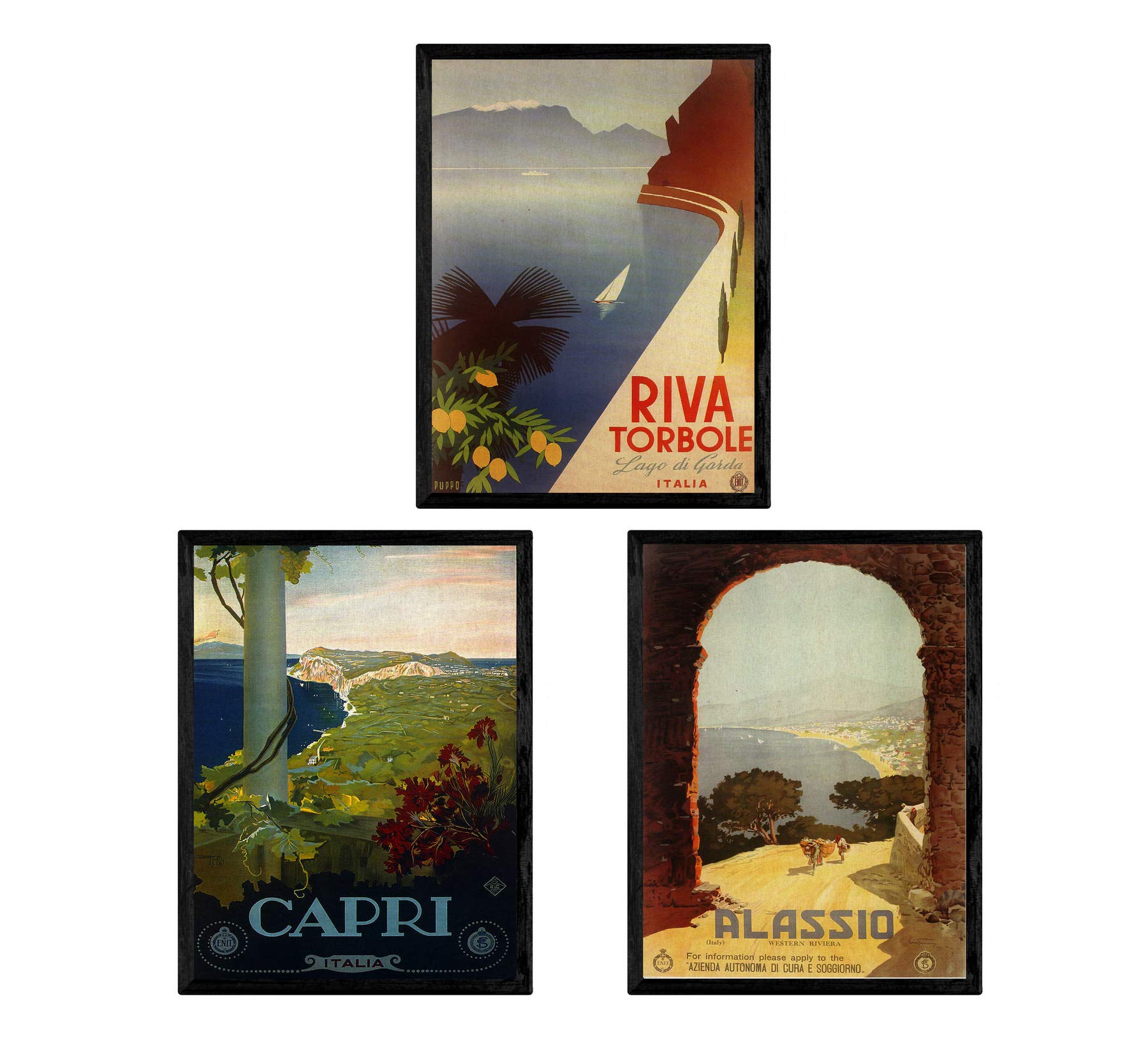 Nacnic Posters vintage. Posters advertising the world. Three vintage Italian sheets. A4 size