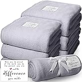 Moukeren 6 Pack Employee Appreciation Gifts Thank You Blankets Bulk, 50 x 60 Inch Fuzzy Cozy Blankets with Inspirational Quote, Soft Flannel Throws for Teachers Nurses(6 Pack,Light Gray,Difference)