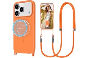 VooDirop for iPhone 17 Pro Max Case with Crossbody Lanyard [Compatible with MagSafe] Silicone Magnetic Phone Case with Neck S