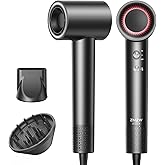 High Speed Hair Dryer 160000 RPM, Professional Ionic Blow Dryer for Fast Drying, Smart Thermo-Control, 500 Million Negative Ions, Quiet Lightweight Hairdryer with Magnetic Diffuser & Concentrator