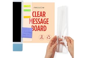 MECCALINE Monitor Memo Board 2Pcs - Flexible Clear PET Computer Screen Sticky Note Holder - Side Panel Message Organizer - Versatile Office Desk Accessories - Cool Home Office Supplies - 3.1" x 11.8"