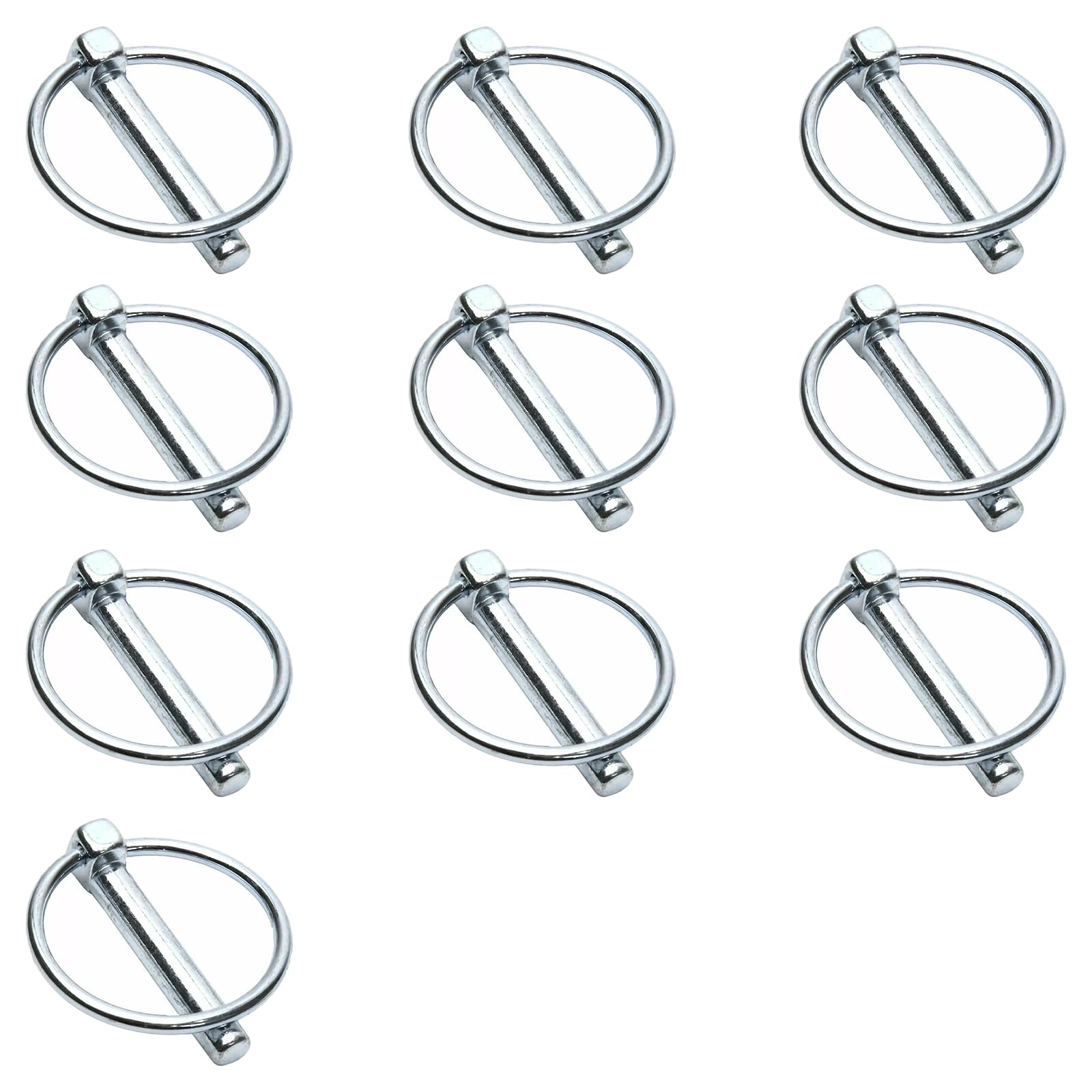 Leliafleury 10Pcs Linch Pin 6mm x 45mm Yoke-End Locking Pins Metal Trailer Lock Pin Safety Retaining Pins for Boat Trailer Tractor Trolley, Silver