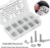 FandWay M2 Bolts Nuts Set 250Pcs 304 Stainless Steel Button Head Machine Screws view 2