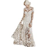 Women's Cowboy Wedding Dress 2 Pieces Long Sleeves Rustic Lace Elopement Mermaid Bridal Gown for Bride