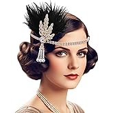 VENOFEN 1920s Flapper Headband Feather Headpiece Gatsby Headband Vintage Headpiece Roaring 20s Accessories