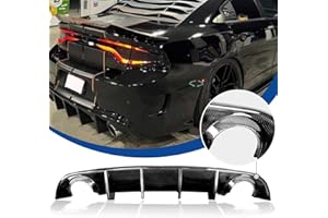 KKONEAUTO Rear Diffuser V3 Style Compatible with 2015-2023 Dodge Charger SRT Rear Lip Bumper Diffuser PP Valance Splitter OE Style Fit Non-Widebody Models, Carbon Fiber Style