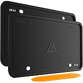 Aujen Silicone License Plate Frames Black, 2 Pack Car License Plate Frame, Universal US Black License Plate Holders Brackets Rust-Proof, Weather &amp; Rattle-Proof, Car Accessories