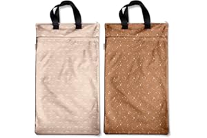 Mama Koala Reusable Hanging Wet Dry Bags for Baby Items, Cloth Diapers, Swimsuits, Travel, Gym Clothes, Beach, Pump Parts, Toiletries, Two Zippered Pockets, 2 Pack (W004L)