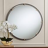 Uttermost Radius 34 x 34 Black and Gold Round Wall Mirror