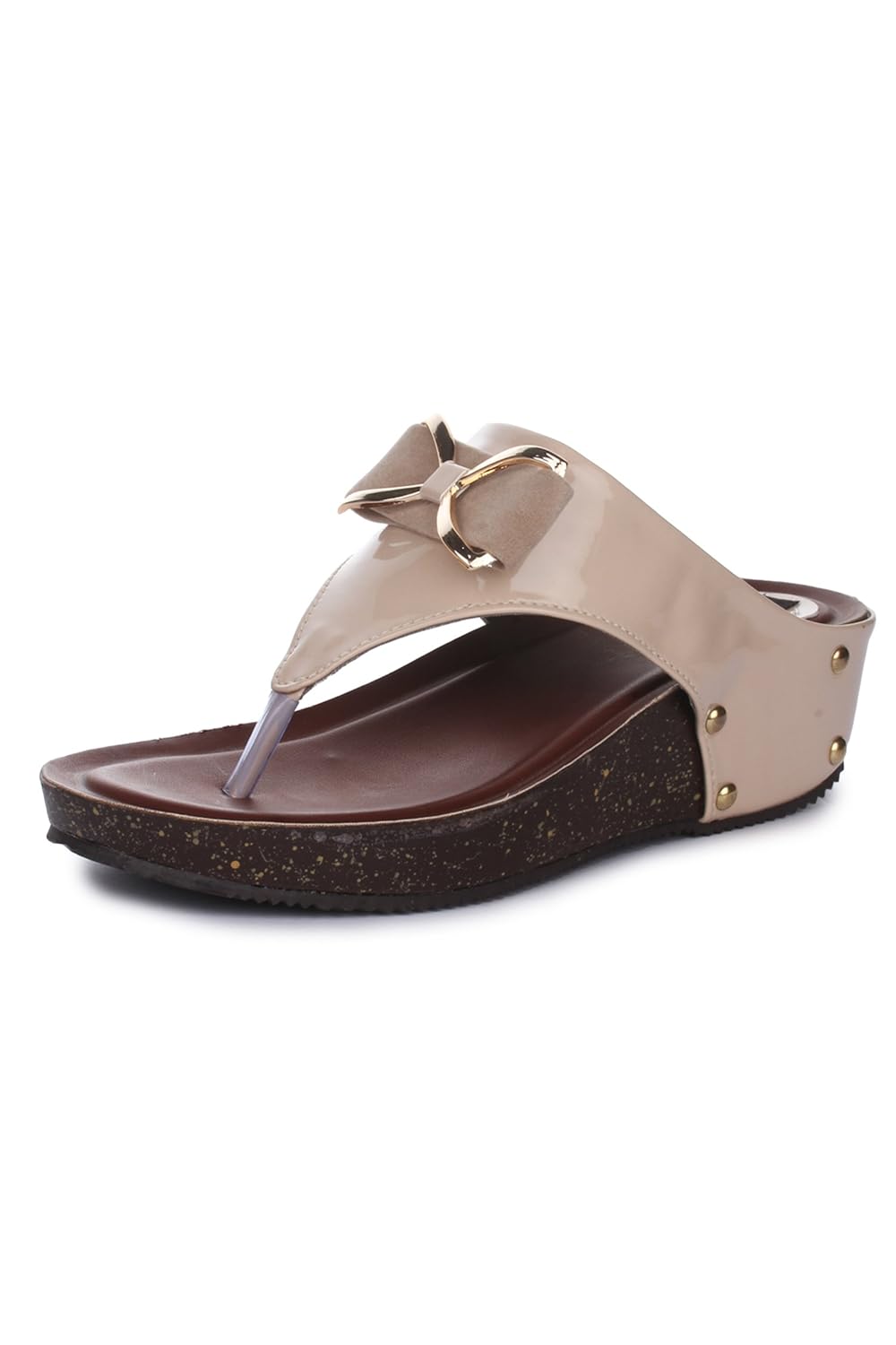 funku fashion beige wedges heels