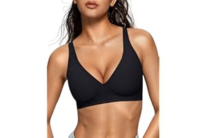OEAK Womens Deep V Bras Wireless Comfortable Bra Supportive No Underwire Bras Tshirt Push Up Bralettes Plunge Seamless Bra