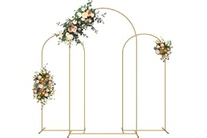 SHINOSKE Metal Arch Backdrop Stand, Gold Wedding Arch Stand Set of 3 (7.2FT, 6FT, 6FT), Balloon Arch Stand for Ceremony Parties Birthday Baby Shower Garden Balloon, Garden Arbor Decoration