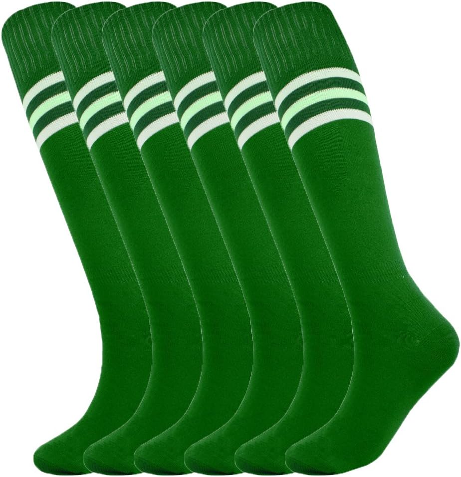 Knee Length Striped Unisex Sports Socks Multicolor 3/6/12 Pairs