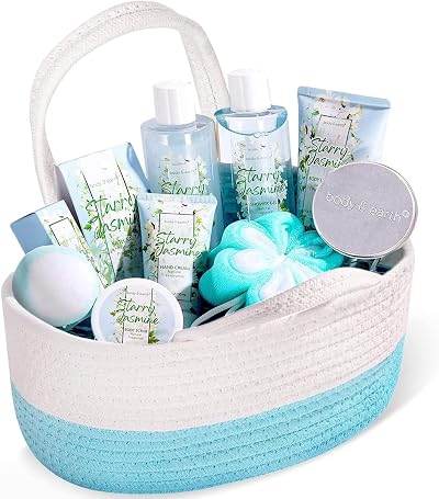 BODY & EARTH Jasmine Bath Set 11 Pcs Spa Gift Basket Women Gift