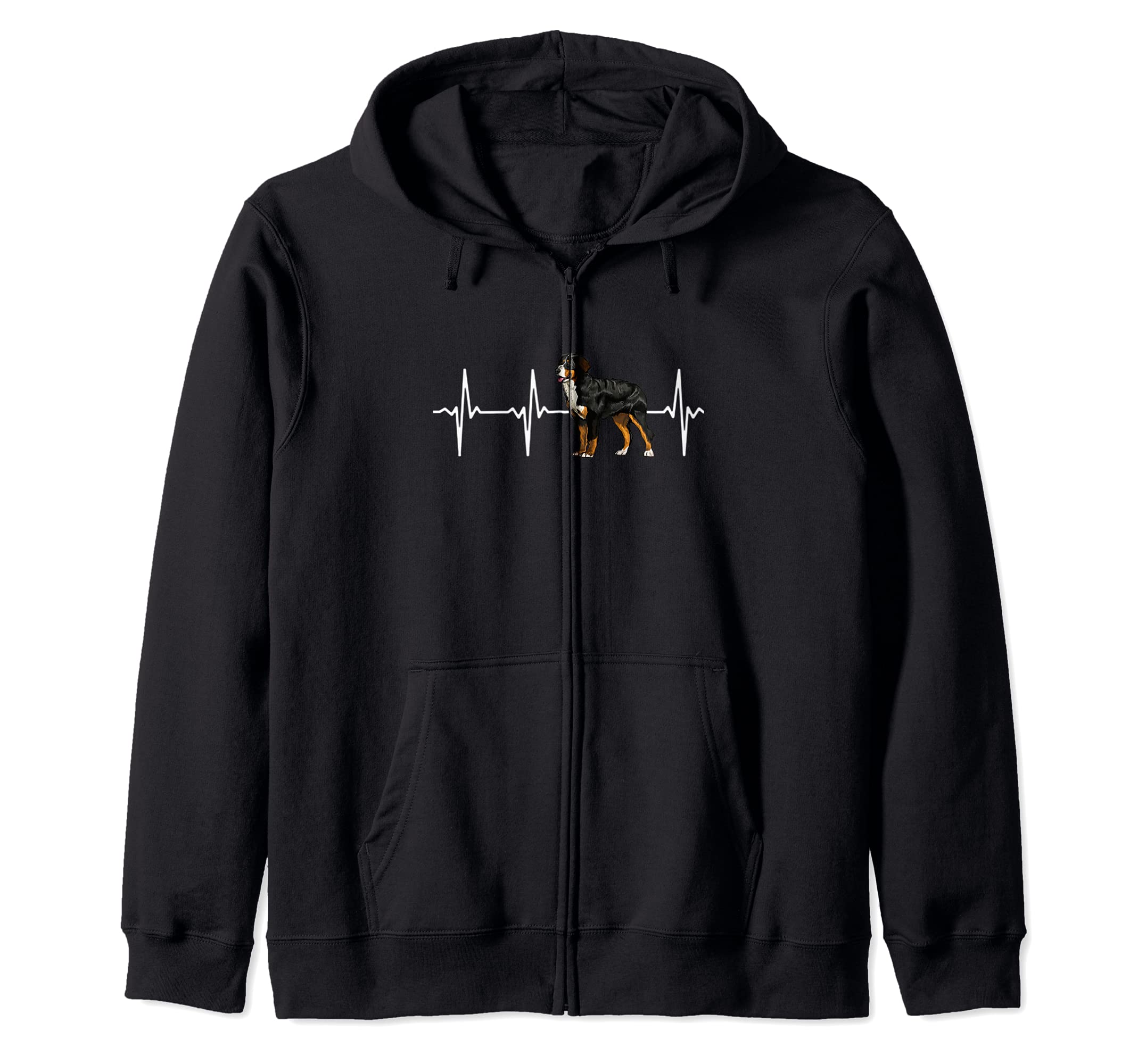 Bernese Mountain Dog Heartbeat Love My Dog Zip Hoodie