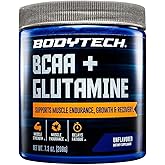 BODYTECH BCAA + Glutamine Powder - Supports Muscle Recovery, Strength & Endurance - Unflavored for Versatile Use (7.3 oz, 30 Servings)