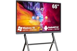 Armerboard 65 Inch Smart Board 4K UHD Touchscreen Digital Electronic Whiteboard Interactive Whiteboard, Built in Dual System for Office, Classroom (Wall Mount Included)