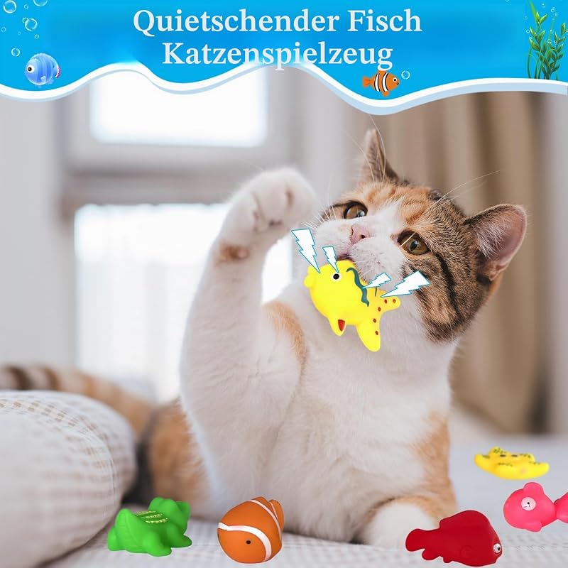 Katzen Pool 30x10cm Faltbare Katzenpool mit 6 Fischen Wasser Spielzeug Faltbarer Pool Interaktives Wasserspielzeug Katze Spielzeug für gelangweilte Indoor Katzen