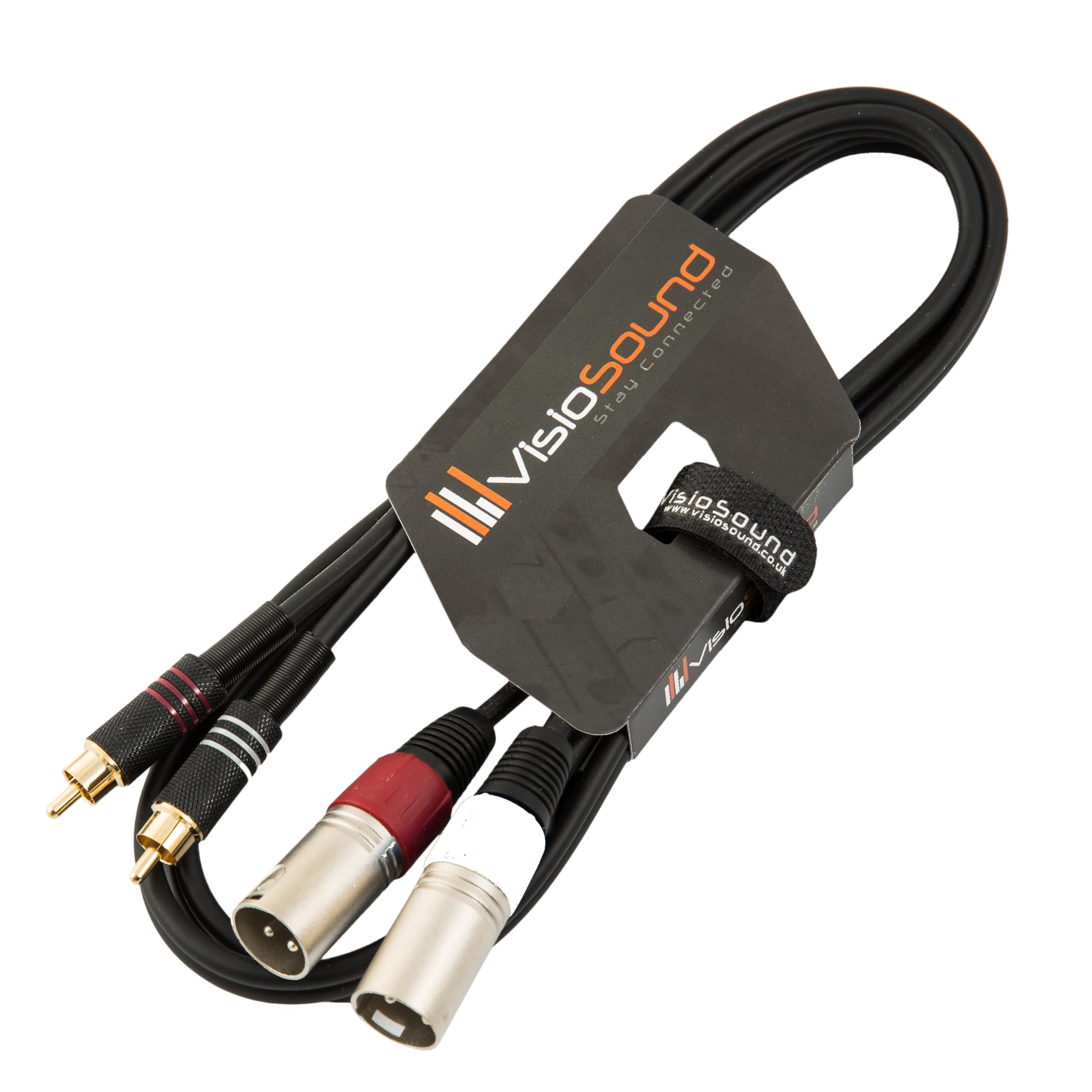 VisioSound 2 x Male XLR to 2 x RCA Gold Phono Plug Twin Lead/Audio Signal Patch Cable 1.5m