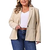 Agnes Orinda Blazers for Women Plus Size Long Sleeve Notched Lapel Work Business Casual Outfits Suit Jackets Blazer