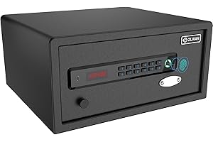 Z ZLJUAN Hotel Safe 1.1 Cubic Feet Home Safe Personal Document Steel Security Safe with Hotel-Style Biometric Lock/Digital Electronic Lock/Key Lock (Black)