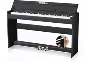 SHEIRIN Digital Piano 88 Key Weighted Stand Cover Hammer Action Upright Acoustic Electric Keyboard Pedal Full Size Home Musical Beginners Adults Instrument Self Playing MIDI SR-CH80(black)