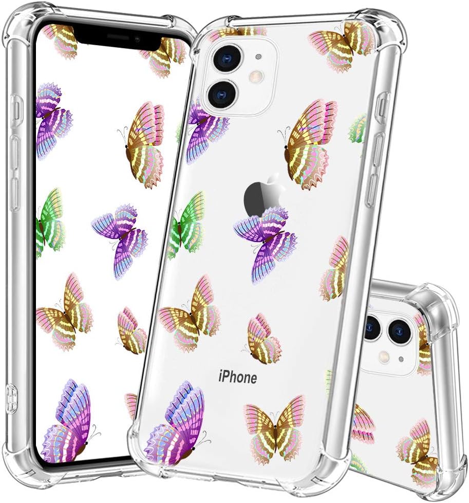 YESPURE iPhone 11 6.1" Case,Colorful Butterfly Design Printed Slim Crystal Clear TPU Air Cushion Anti-Shock Cover Protective Case for iPhone 11 6.1" - Colorful Butterfly 02#