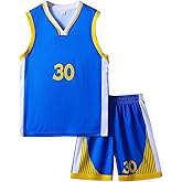 30# Basketball Jerseys Set For Kids 6-16 Years Basketball Player Costume Tank Top And Track Shorts Boys Girls