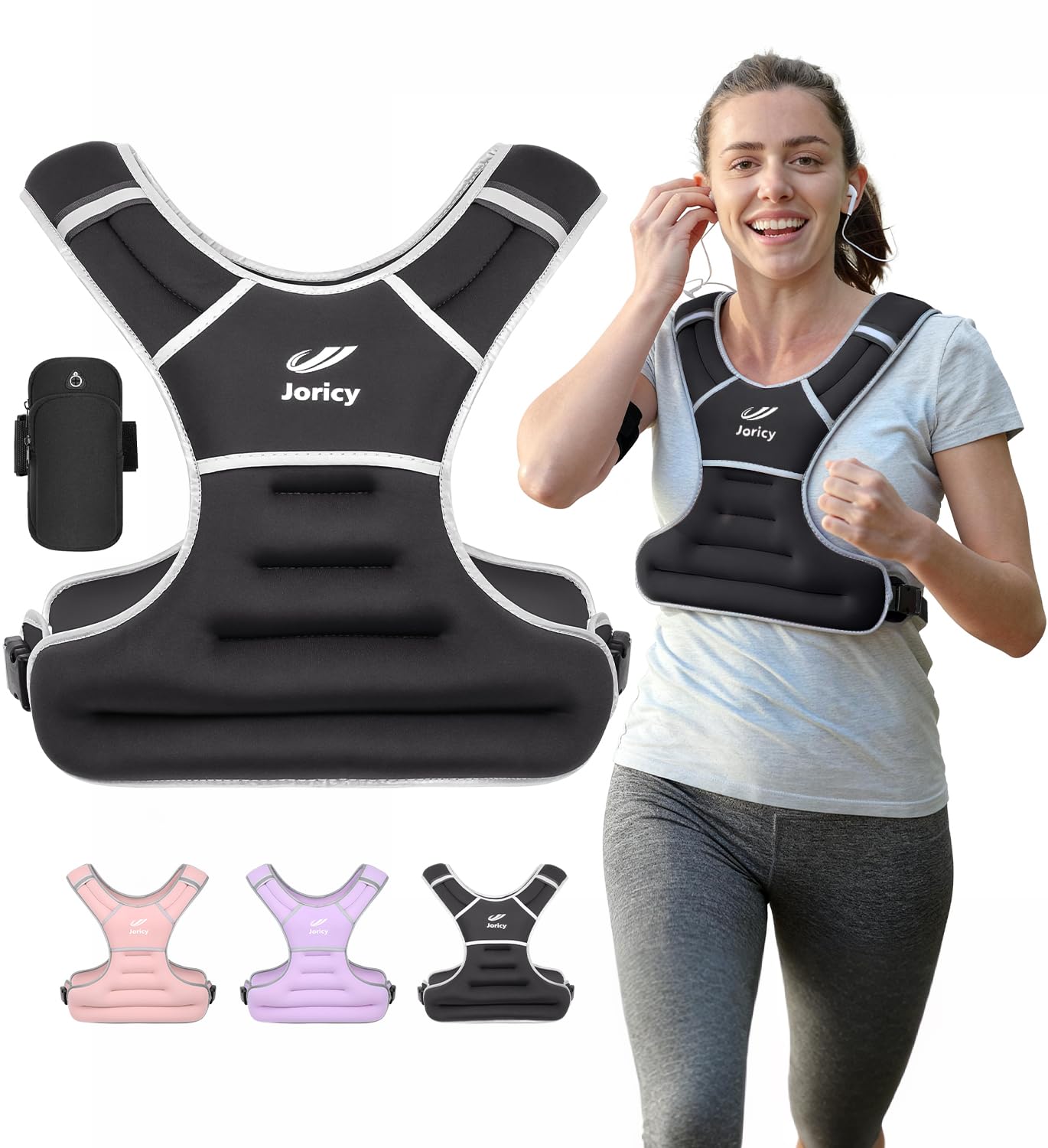 Photo 1 of Weighted Vest Woman Men 20lbs Weight Vest Women with Reflective Stripe, Rucking Vests for Walking Running Strength Training Weight Loss Fitness Weightlifting Black
