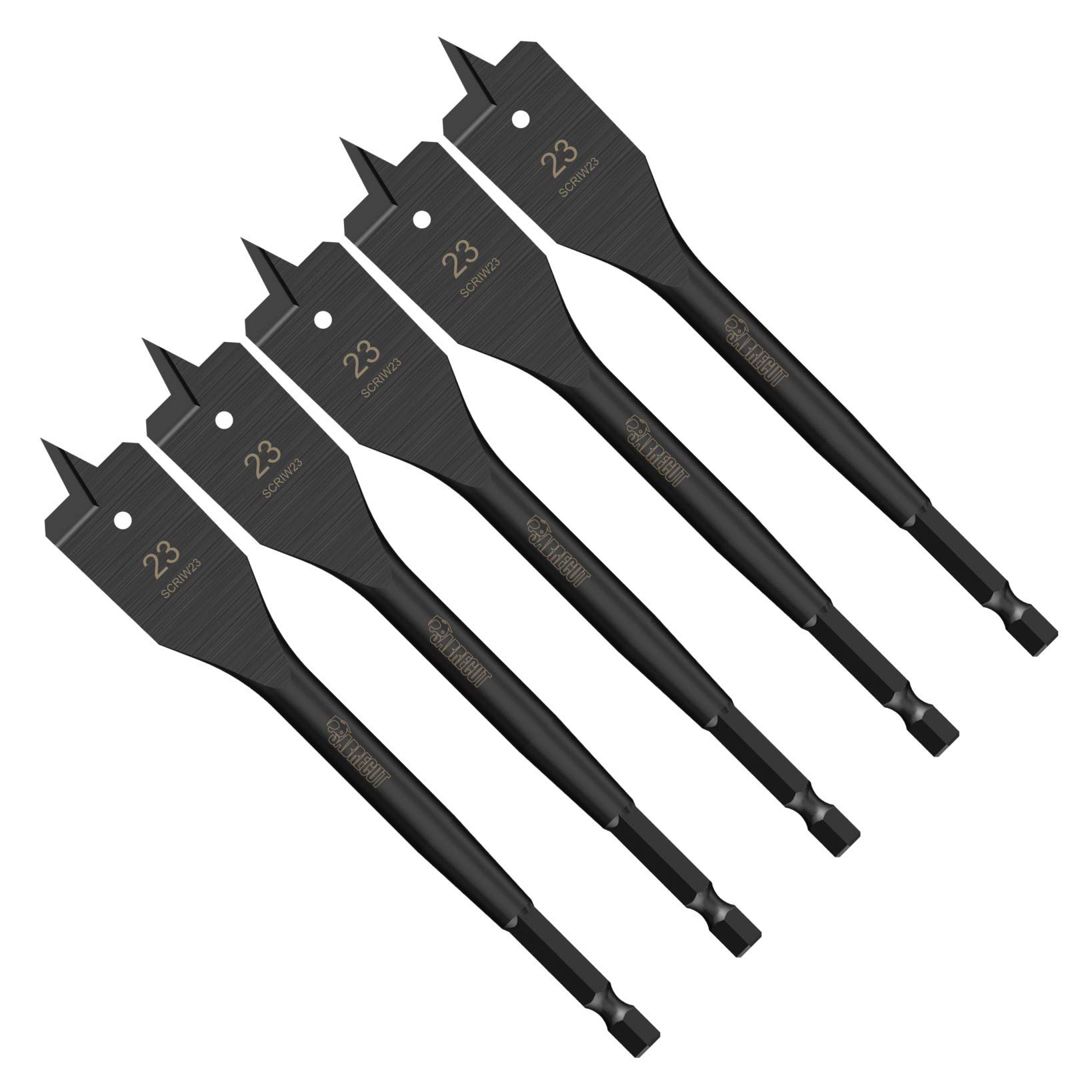 5 x SabreCut SCRIW23_5 23mm x 152mm Impact Rated Flat Wood Spade Bits for Softwood Hardwood Chipboard