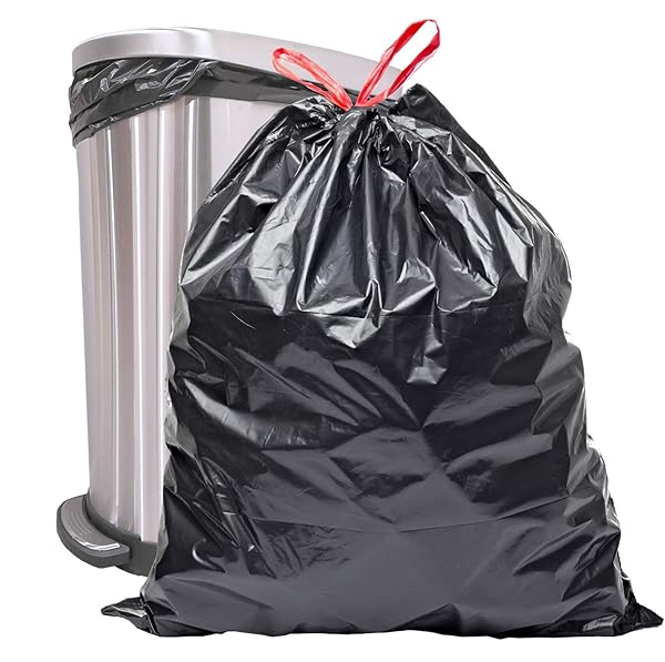 RELI. 39 GALLON TRASH BAGS DRAWSTRING (100 COUNT) LARGE 39 GALLON HEAVY DUTY DRAWSTRING TRASH BAGS, GARBAGE 39GAL CAPACITY, LAWN LEAF (39GAL, BLACK)