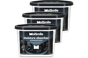 Moismlie Moisture Absorbers 3 Pack, Activated Carbonfor Closet Dehumidifier Moisture Absorbers, 10.5 oz. Refillable Humidity 
