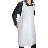 MT Products 2 Mil White Disposable Poly Aprons 46"x28" - Waterproof Plastic Bibs for Cooking, Dishwashing & Art (Bulk)