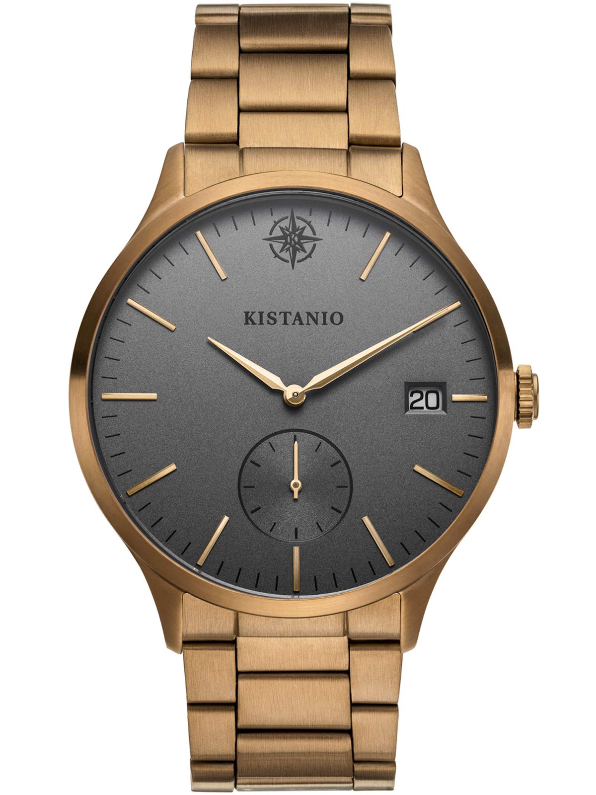 Kistanio KIS-STR-40-088 Men's Watch Stratolis Sapphire Crystal Khaki Silver Grey with Stainless Steel Bracelet