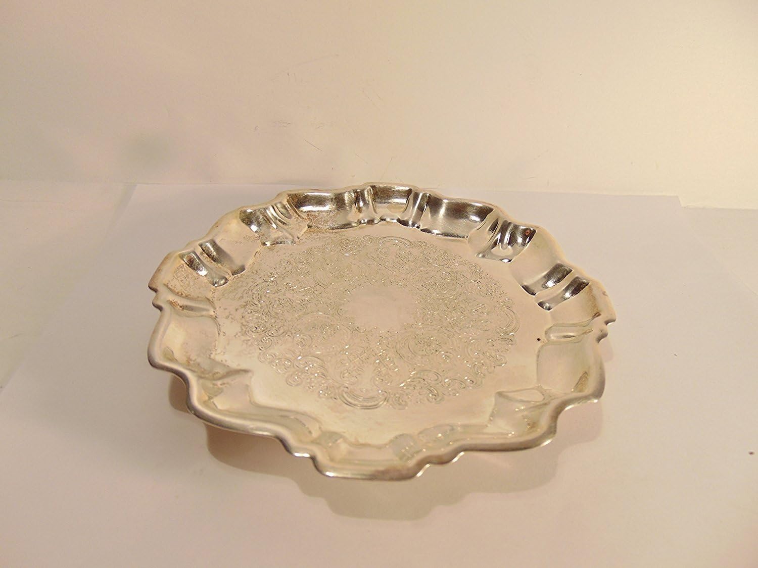 English Silver MFG Company 6" Silver plated Engraved Decorative Tray