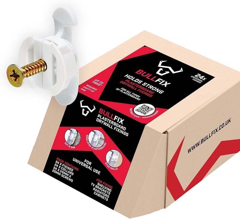Bullfix Universal Plasterboard Fixings Heavy Duty 24 Pack Drywall Anchors