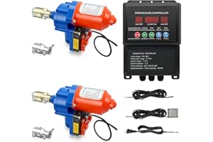 UYGALAXY Greenhouse Film Roll Up Motors Kit with Limit Switch (2 Pack) + Intelligent Thermostat Controller Electric Box (AC110V to DC24V) for Top Greenhouse Ventilation, Automatic Venting