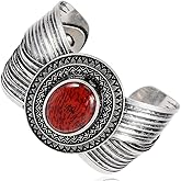 Alilang Womens Silvery Egyptian Vintage Red Wrap Arm Bangle Cuff Bracelet