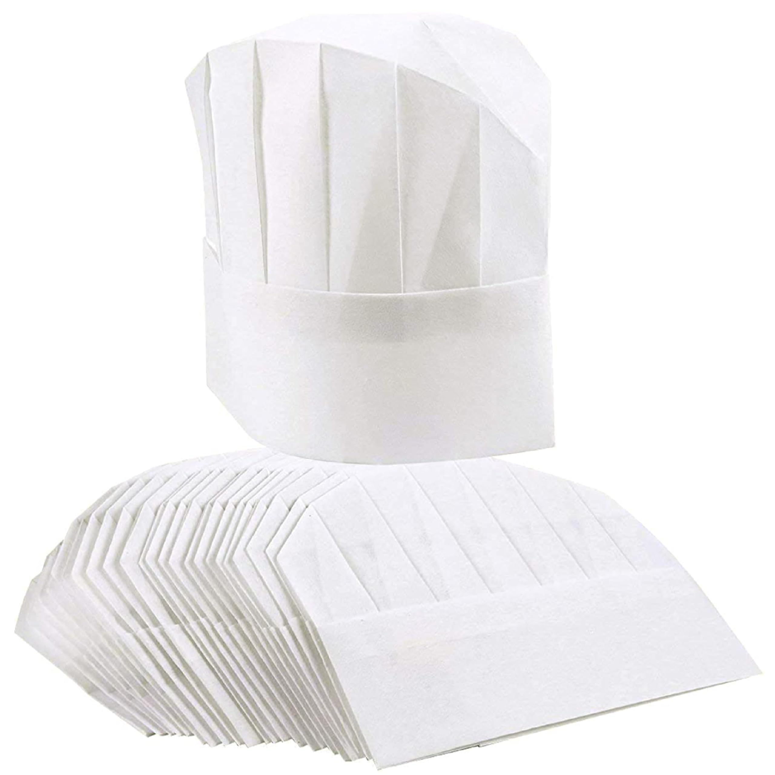 Juvale 24-Pack Paper Chef Hats Adjustable for Kids and Adults (50-56 cm, White)