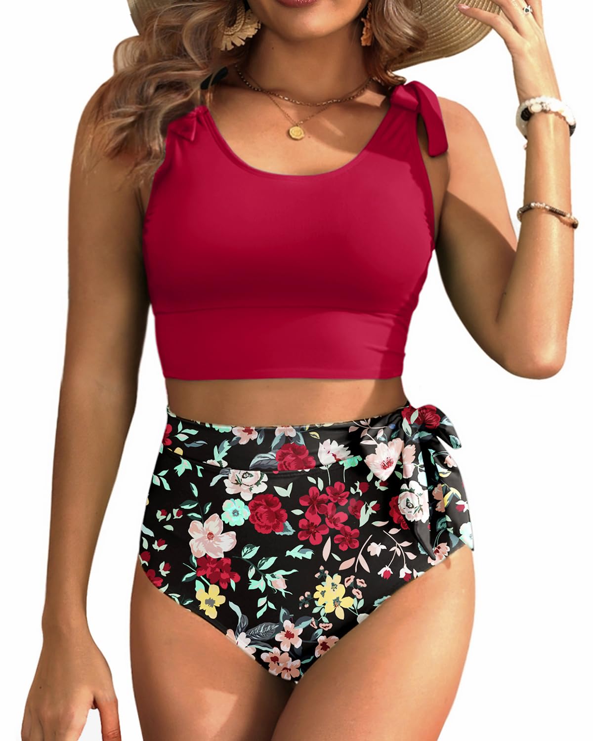Photo 1 of ****Partial set***

High Waisted Swimsuits - Women Tummy Control Bikini Modest Bathing Suit  2025 