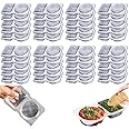 40pcs Double Compartment Condiment Containers with Lids, 2 Compartment Snack Containers for Condiments, Portable Two Compartm