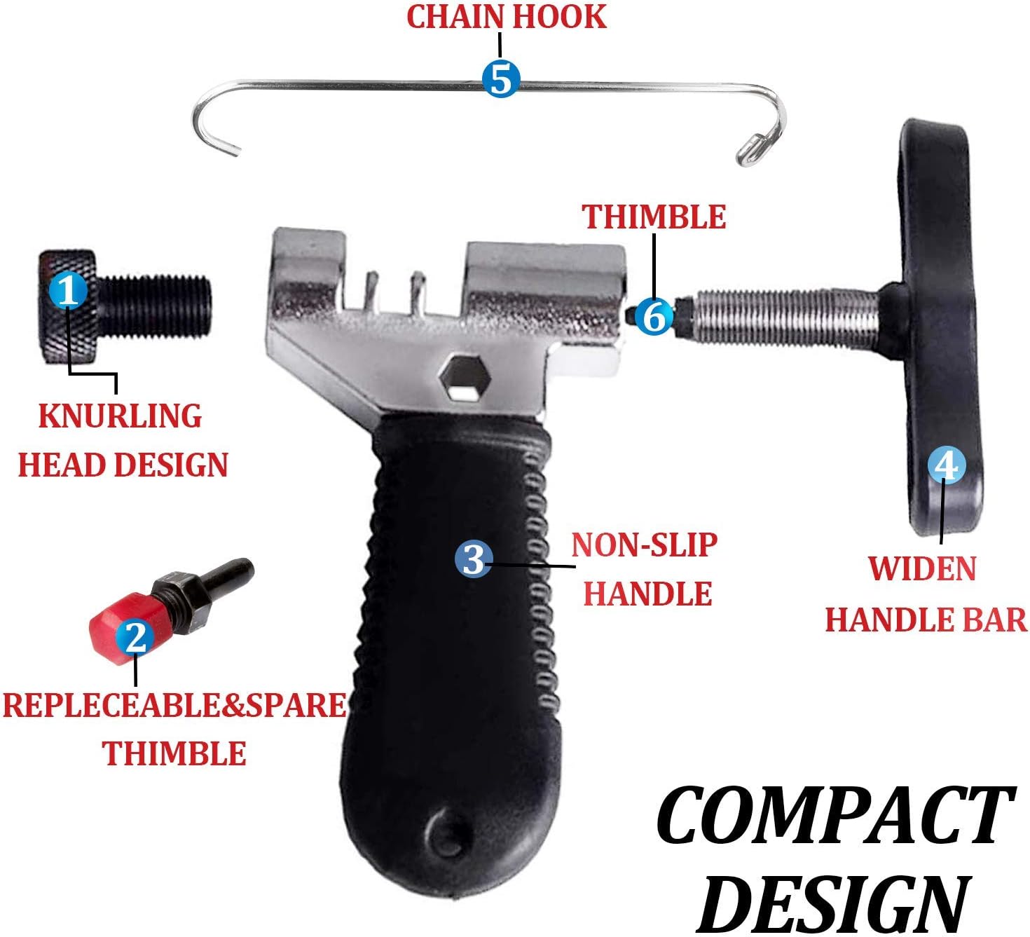 Ponwec Bike Chain Tools with Chain Hook Chain Cutter Bike Link Plier Chain Wear Indicator Tool + 3 Pairs Bicycle Missing Links, Road and Mountain Bike Chain Repair Tools for All Models of Bike Chains : Sports & Outdoors