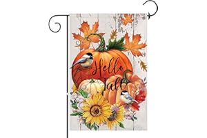 BYGFHLYW Halloween Fall Garden Flags 12x18 Double Sided,Thanksgiving Pumpkin Sunflower Small Yard Flags Garden Outside Decor,Hello Fall Decorations for Home