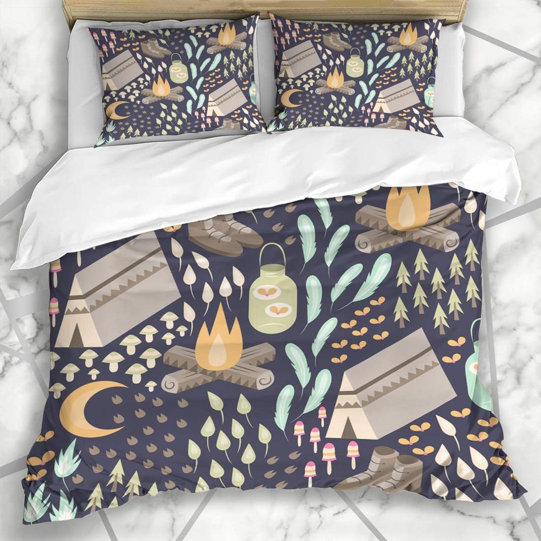 Soefipok Duvet Cover Sets Vacation Adventure Fun Camping Pattern