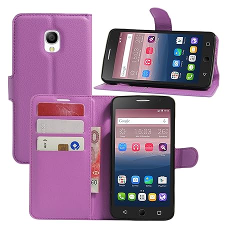 HualuBro Alcatel OneTouch Pop Star Hülle, Premium PU Leder Leather Wallet HandyHülle Tasche Schutzhülle Flip Case Cover für A